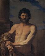 Giovanni Francesco Barbieri Called Il Guercino Hercules bust oil painting